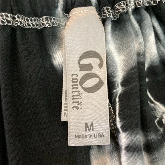 GO Couture Black and White Tie-Dye Halter Maxi Dress Medium - Picture 8 of 9